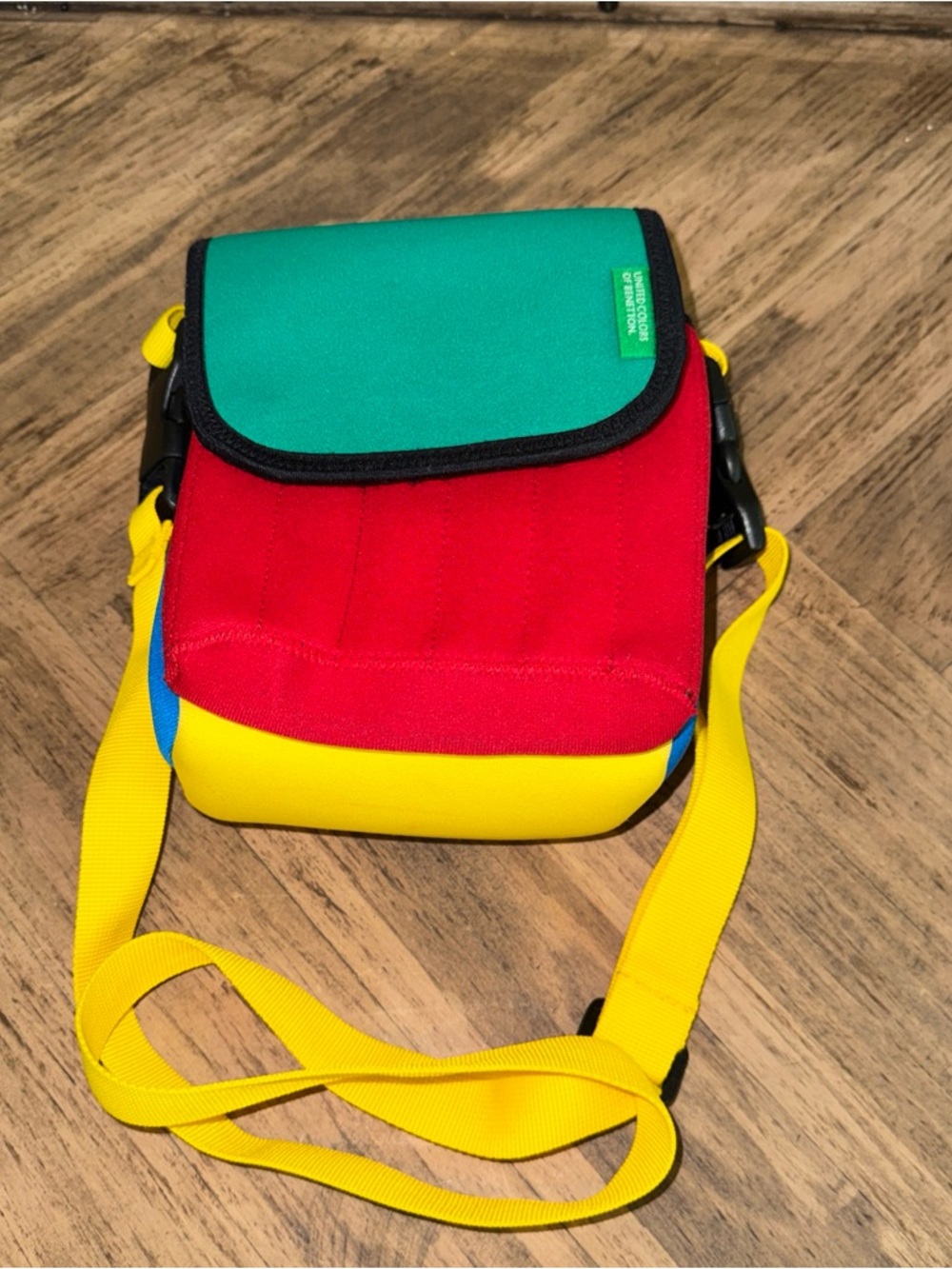 United Colors Of Benetton Teal, Red & Yellow Colorblock Crossbody